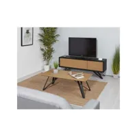 meuble tv 160 cm style scandinave placage chêne massif olympie