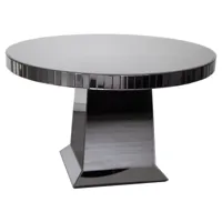 table de salle à manger design en bois mdf et miroir coloris argenté l. 130 x p. 130 x h. 77 cm collection lanzo viv-109936
