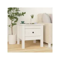 table d'appoint bout de canapé  table basse blanc 40x40x39 cm bois massif de pin meuble pro frco32219