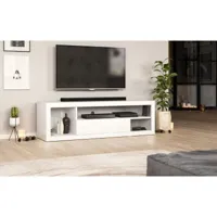 meuble banc tv - 140 cm - blanc mat - style moderne ever