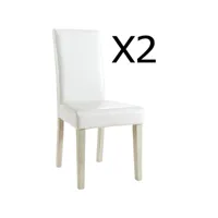 lot de 2 chaises de salle à manger en pin coloris blanc mat - 45 x 95 x 58 cm -pegane-