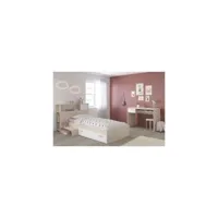 charlemagne chambre enfant complete tete de lit + lit + bureau - style contemporain - décor acacia clair et blanc 2498en34