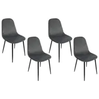 chaise de salle à manger en velours et métal noir (lot de 4) - aurelia