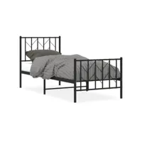 moderne structure de lit métal avec tête de lit/pied de lit noir 80x200 cm deco591606