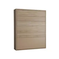 armoire lit escamotable mykonos chêne naturel - beige couchage 160*200 cm 20100991271