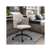 fauteuil de bureau ergonomique chaise pivotant 360° réglable en hauteur, siège et dossier en tissu, beige