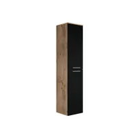armoire de rangement de venus hauteur 160cm chene chataignier, noir - meuble de rangement haut placard armoire colonne