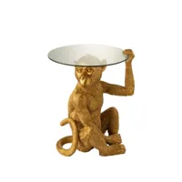 table basse singe en résine doré et verre 52x48x62cm