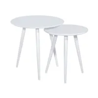 cineo - ensemble de tables modernes plateau rond salon/séjour  - dimensions : 50x50x50 cm - plateau en mdf - tables gigognes - blanc