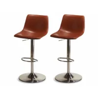 lot de 2 chaise de bar lukas marron clair simili cuir 310212