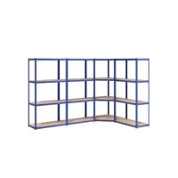 vidaxl étagères à 4 niveaux 4 pcs bleu acier et bois d'ingénierie