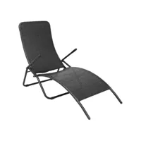 chaise longue pliante rotin synthétique noir