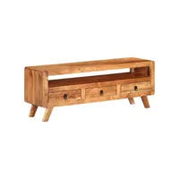 meuble tv  banc tv armoire de rangement 110x30x40 cm bois d'acacia massif meuble pro frco37781