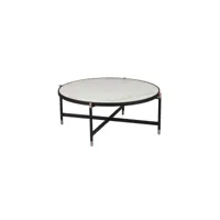 table basse ronde métal-céramique-acier cuivre - nashville - l 90 x l 90 x h 38 cm - neuf
