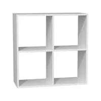 marion  - étagère casier fonctionnelle bibliothèque chambre/bureau/salon - dimensions : 75x74x30 meuble rangement livres - blanc