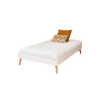 pack lit avec pieds et matelas doris   blanc 140x190 cm