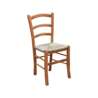 chaise de campagne structure en bois de hêtre naturel et assise en paille 45x45x88 cm. fabriqué en italie