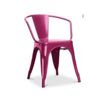 chaise industrielle avec accoudoirs acier brillant poka --couleur fuchsia