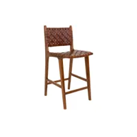 perugia - chaise de bar en bois foncé et cuir - couleur - marron