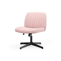 chaise de bureau pivotante en velours sans accoudoirs-rose