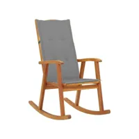 chaise à bascule fauteuil à bascule  fauteuil de relaxation avec coussins bois d'acacia massif meuble pro frco50721