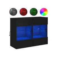 meuble tv mural avec lumières led noir 78,5x30x60,5