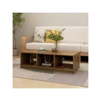 table basse table de salon  bout de canapé marron miel 110x50x34 cm bois de pin massif meuble pro frco90341