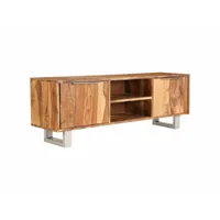 meuble télé buffet tv télévision design pratique bois de sesham massif avec finition miel 118 cm helloshop26 2502161