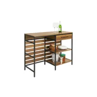 sobuy fsb71-pf table de cuisine meuble de rangement cuisine comptoir de cuisine avec tiroir et 2 étagères, cadre en acier stable, style industriel