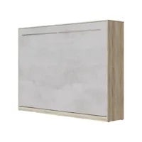 armoire lit escamotable 140x200cm horizontal supérieur lit rabattable lit mural  matelas inclus chêne sonoma//béton