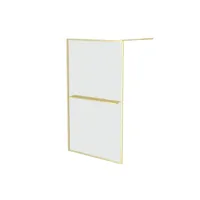 paroi de douche or doré brossé 120x200cm - porte-serviette et étagère - goldy contouring shelf