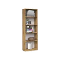 florence - bibliothèque 5 étagères chambre bureau salon - 182x40x30 cm - meuble de rangement livres dèco - aspect bois - chêne