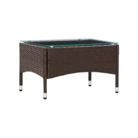 table basse table de salon  bout de canapé marron 60x40x36 cm résine tressée meuble pro frco21151