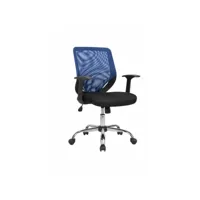 chaise de bureau albany, chaise de direction en maille avec accoudoirs, siège de bureau ergonomique, 60x54h90/98 cm, noir et bleu 8052773853668
