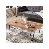 finebuy table basse bois massif table de salon 115 x 40 x 60 cm  table d'appoint style maison de campagne  meubles en bois naturel  table en bois massif jambes en métal