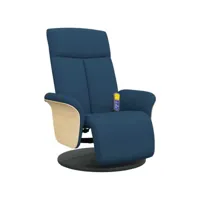 fauteuil inclinable de massage avec repose-pieds, fauteuil de relaxation, chaise de salon bleu tissu fvbb95222 meuble pro