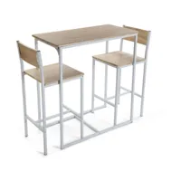 set table bar et 2 chaises hautes en bois et métal indus 20880052