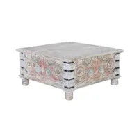 table basse bois multicolore 90x90x45cm - décoration d'autrefois