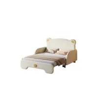 lit rembourré pour enfants, lit de jour, lit gigogne, avec bords de protection doux,  beige moselota