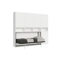 armoire lit escamotable horizontal 1 couchage 85 kando avec matelas composition c frêne blanc