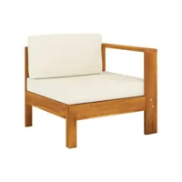 canapé central canapé fixe  canapé scandinave sofa avec 1 accoudoir blanc crème acacia solide meuble pro frco40347