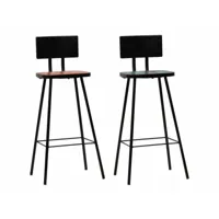 lot de deux tabourets de bar design chaise siège bois massif de récupération multicolore helloshop26 1202182