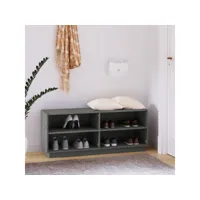 meuble à chaussures armoire à chaussures  meuble d'entrée gris 110x34x45 cm bois de pin massif meuble pro frco15288