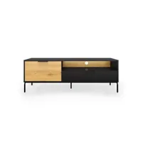 meuble tv 1 tiroir 1 porte en bois et métal noir tamara kolntu01-tv-150