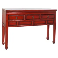 console table console en métal et orme coloris rouge - longueur 128 x profondeur 30 x hauteur 88 cm