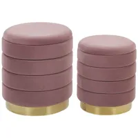 set de 2 poufs en velours rose avec rangement garland 204541