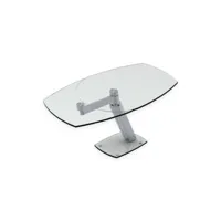 table de repas extensible zarai plateau en verre trempée transparent piétement chrome 20100891760