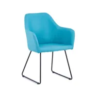 chaise avec accoudoirs tissu bleu et métal noir ere