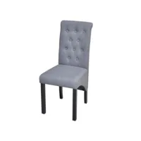 chaise capitonnée tissu gris clair et bois noir neta - lot de 4