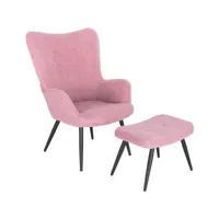 fauteuil relaxation de salon avec repose-pieds-ensemble de chaise et tabouret-rose